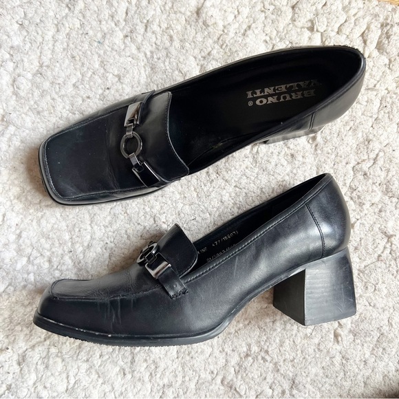Bruno Valenti Shoes - Bruno Valenti Maine Square Toed Block Heeled Loafers